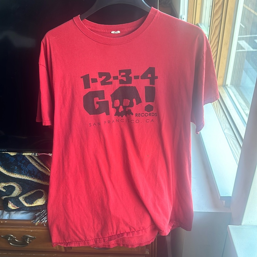 Vintage 1-2-3-4 Go Records Tee, Red, Size Large